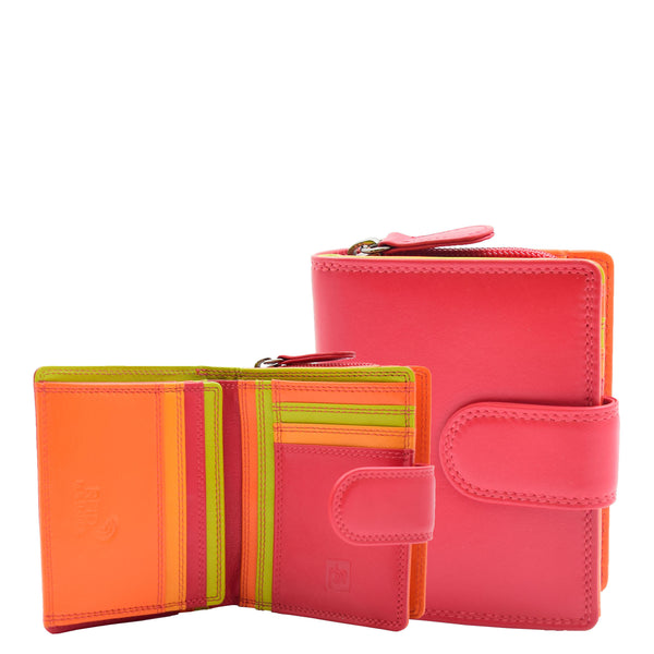 house of leather Womens Booklet Style Purse Leather Wallet HOL840 Red