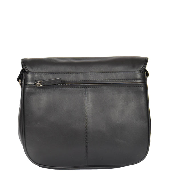 House Of Leather Womens Classic Cross Body Leather Bag Vancouver Black