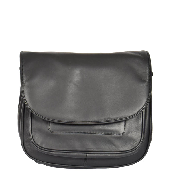 House Of Leather Womens Classic Cross Body Leather Bag Vancouver Black