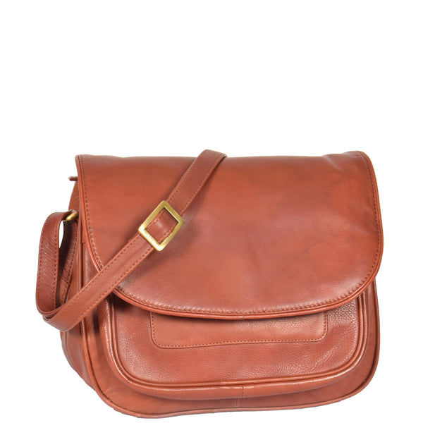 house of leather Womens Classic Cross Body Leather Bag Vancouver Brown