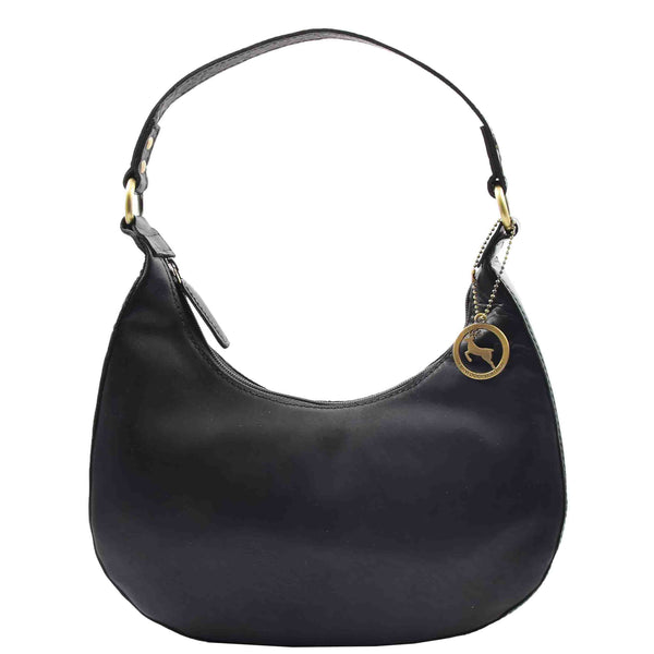 house of leather Womens Classic Leather Shoulder Hobo Bag Bruges Black