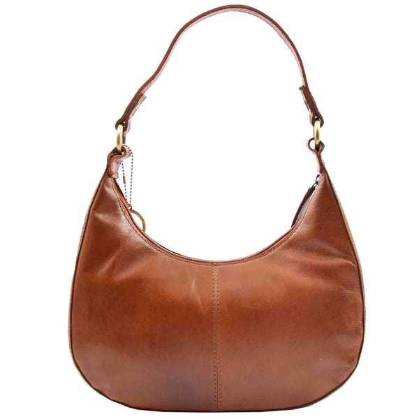 House Of Leather Womens Classic Leather Shoulder Hobo Bag Bruges Cognac