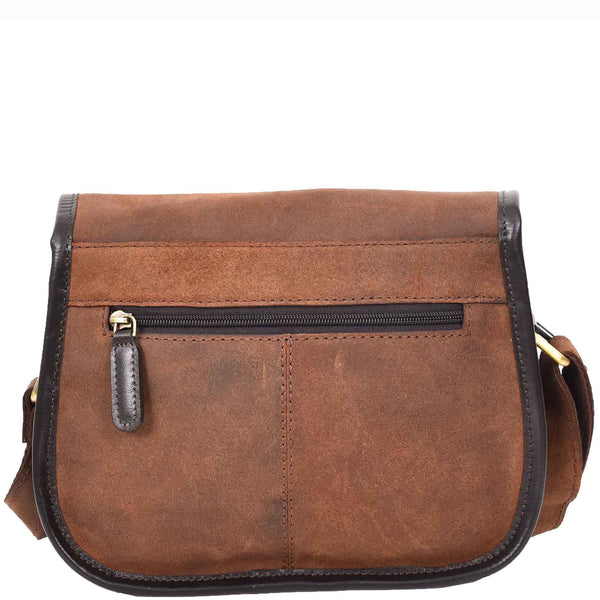 House Of Leather Womens Classic Saddle Bag Leather Oily Brown Shoulder Handbags Penny