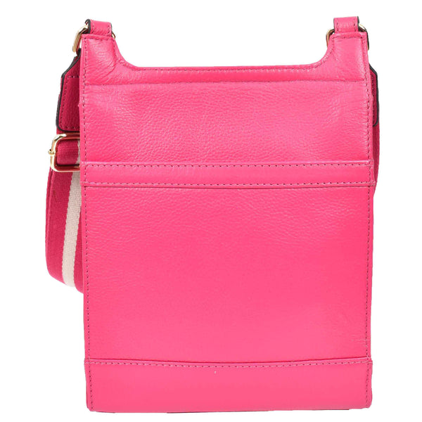 House Of Leather Womens Cross Body Leather Messenger Travel Bag HOL33 Pink
