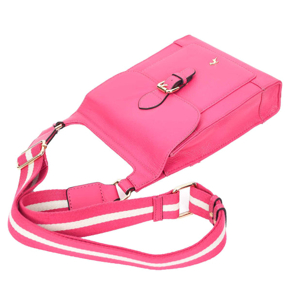 House Of Leather Womens Cross Body Leather Messenger Travel Bag HOL33 Pink