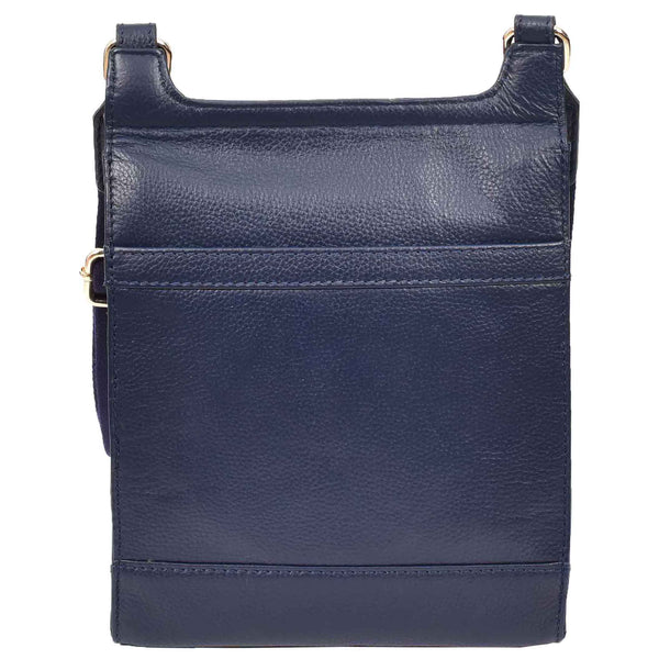 House Of Leather Womens Cross Body Leather Messenger Travel Bag HOL33 Navy
