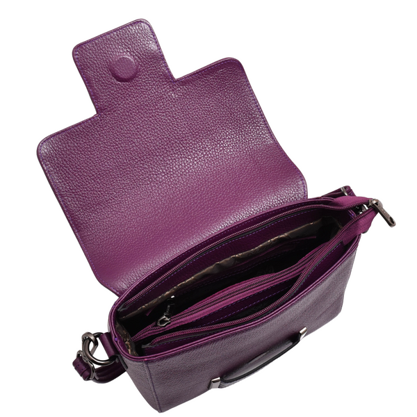 House Of Leather Womens Cross Body Messenger Bag Adjustable Shoulder Strap Linda Purple