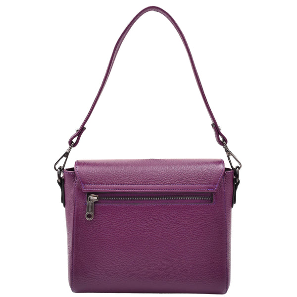 House Of Leather Womens Cross Body Messenger Bag Adjustable Shoulder Strap Linda Purple