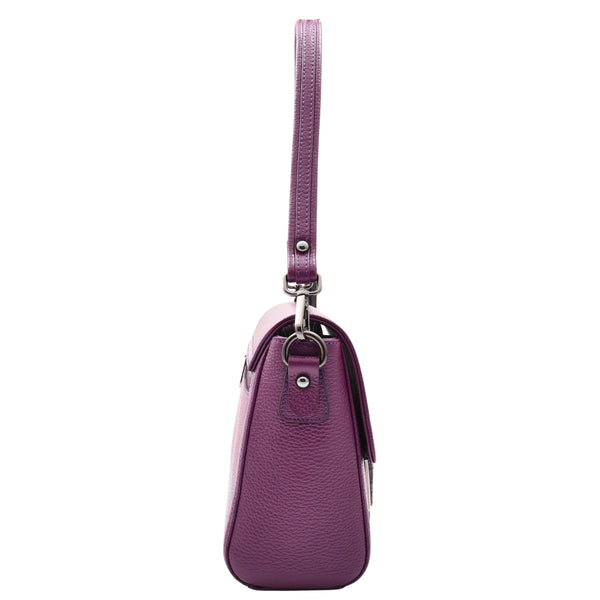 House Of Leather Womens Cross Body Messenger Bag Adjustable Shoulder Strap Linda Purple