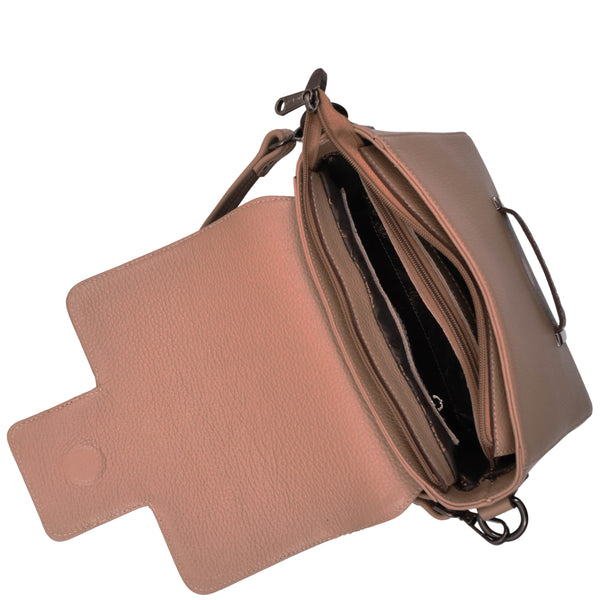 House Of Leather Womens Cross Body Messenger Bag Adjustable Shoulder Strap Linda Taupe