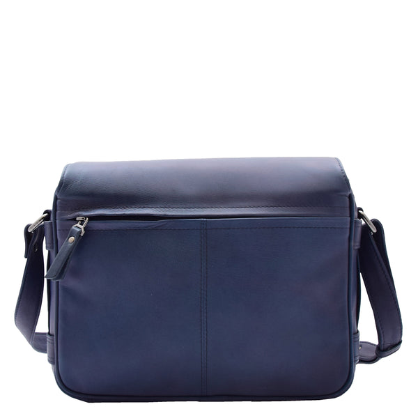 House Of Leather Womens Cross Body Real Leather Messenger Bag Flap Over Organiser HOL325 Navy