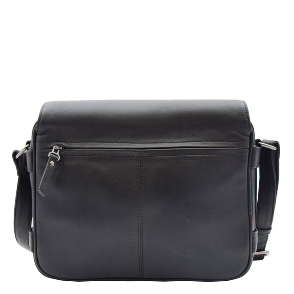 House Of Leather Womens Cross Body Real Leather Messenger Bag Flap Over Organiser HOL325 Black