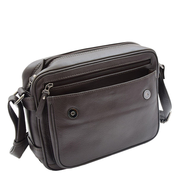 House Of Leather Womens Cross Body Real Leather Messenger Bag Flap Over Organiser HOL325 Brown