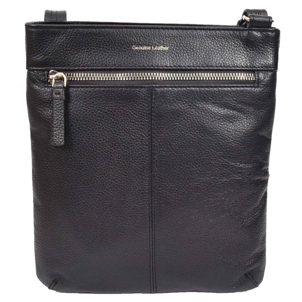 House Of Leather Womens Cross Body Sling Bag Leather Messenger HOL5 Black