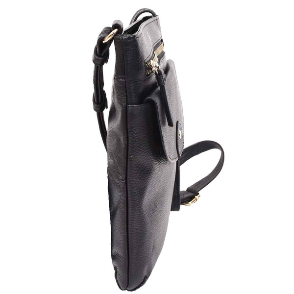 House Of Leather Womens Cross Body Sling Bag Leather Messenger HOL5 Black