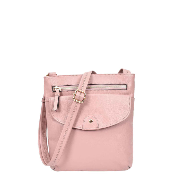 house of leather Womens Cross Body Sling Bag Leather Messenger HOL5 Woodrose