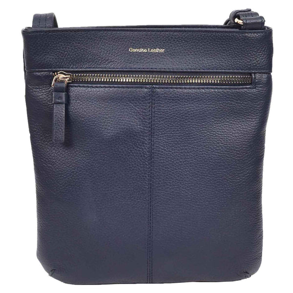 House Of Leather Womens Cross Body Sling Bag Leather Messenger HOL5 Navy