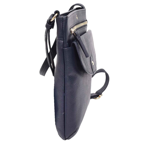 House Of Leather Womens Cross Body Sling Bag Leather Messenger HOL5 Navy