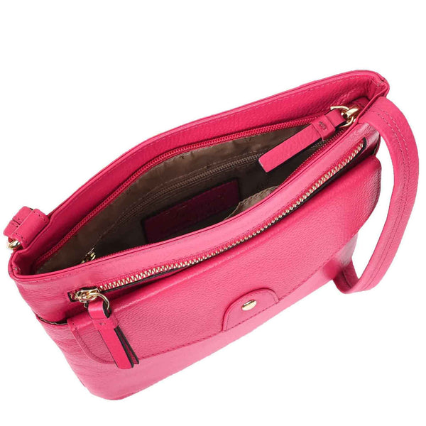 House Of Leather Womens Cross Body Sling Bag Leather Messenger HOL5 Pink