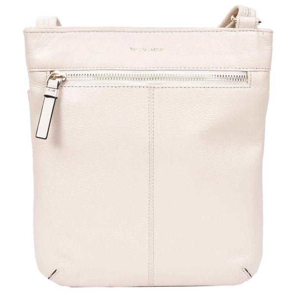 House Of Leather Womens Cross Body Sling Bag Leather Messenger HOL5 White
