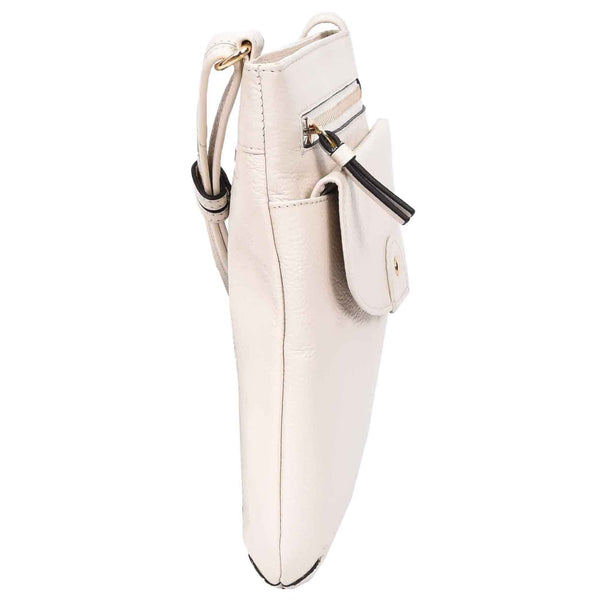 House Of Leather Womens Cross Body Sling Bag Leather Messenger HOL5 White