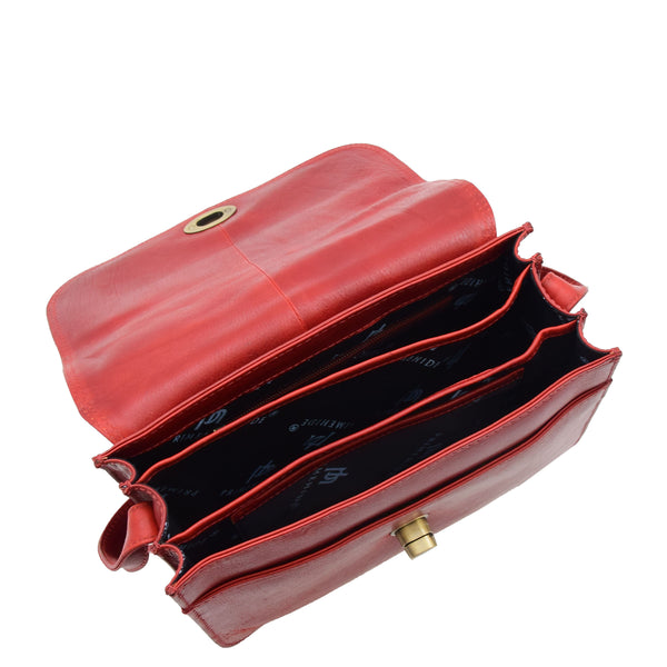 House Of Leather Womens Crossbody Bag Real Leather Messenger Organizer Handbag Alexandria Bordeaux