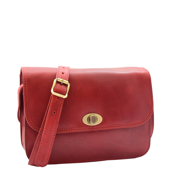 house of leather Womens Crossbody Bag Real Leather Messenger Organizer Handbag Alexandria Bordeaux