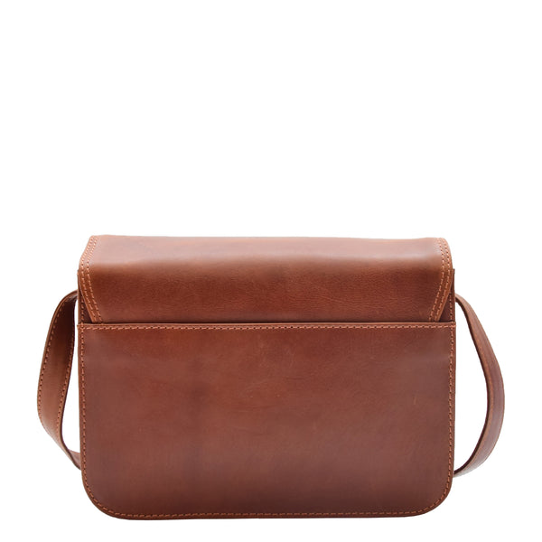 House Of Leather Womens Crossbody Bag Real Leather Messenger Organizer Handbag Alexandria Chestnut