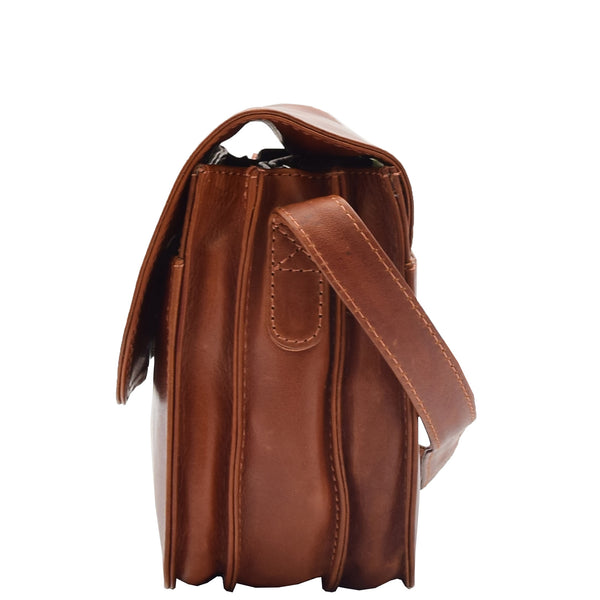 House Of Leather Womens Crossbody Bag Real Leather Messenger Organizer Handbag Alexandria Chestnut