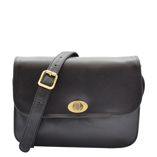 house of leather Womens Crossbody Bag Real Leather Messenger Organizer Handbag Alexandria Black