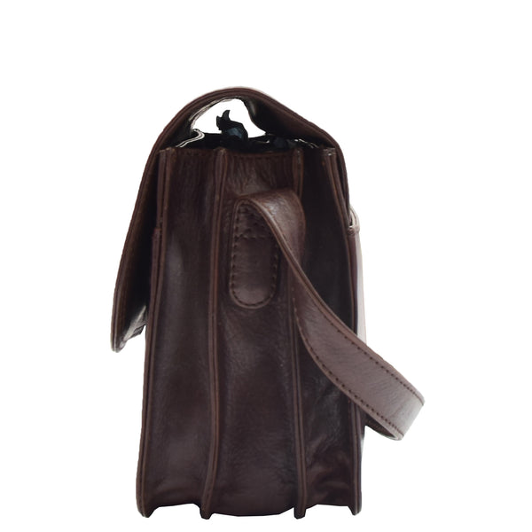 House Of Leather Womens Crossbody Bag Real Leather Messenger Organizer Handbag Alexandria Brown