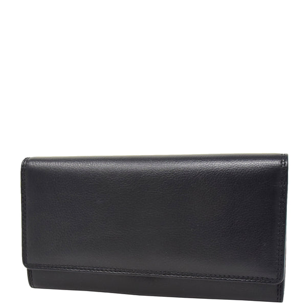 house of leather Womens Envelope Style Leather Purse Adelaide Black