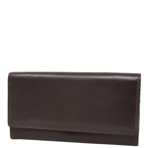 house of leather Womens Envelope Style Leather Purse Adelaide Brown