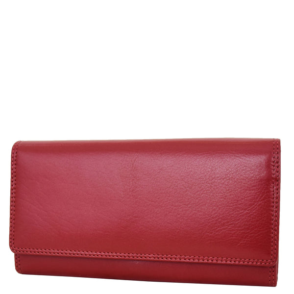 house of leather Womens Envelope Style Leather Purse Adelaide Red