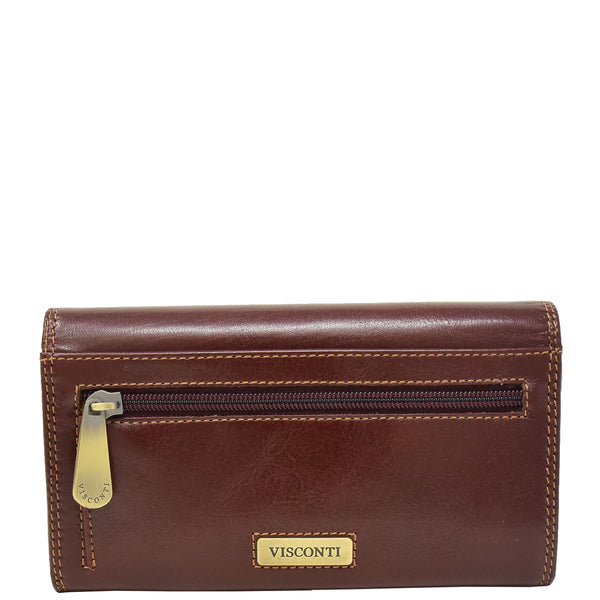 House Of Leather Womens Envelope Style Leather Purse Mary Brown