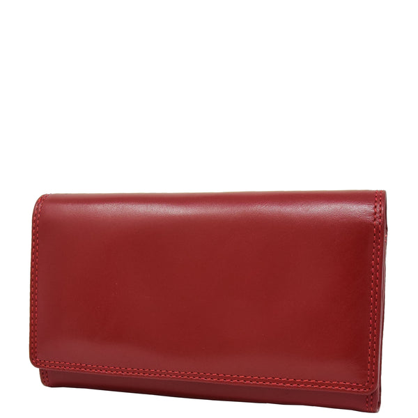house of leather Womens Envelope Style Leather Purse Mary Red