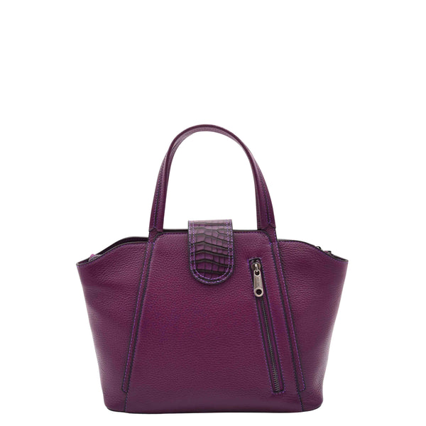 House Of Leather Womens Fashion Leather Handbag Adjustable Strap Bag Jane Purple