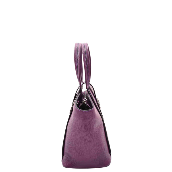 House Of Leather Womens Fashion Leather Handbag Adjustable Strap Bag Jane Purple