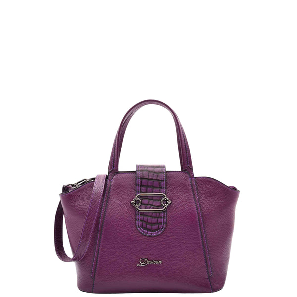 house of leather Womens Fashion Leather Handbag Adjustable Strap Bag Jane Purple