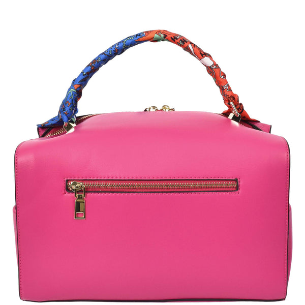 House Of Leather Womens Faux Leather Barrel Shape Handbag Georgia Pink