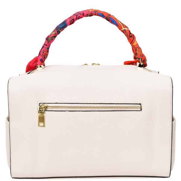 House Of Leather Womens Faux Leather Barrel Shape Handbag Georgia White