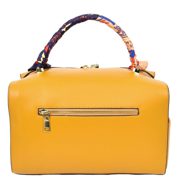 House Of Leather Womens Faux Leather Barrel Shape Handbag Georgia Yellow