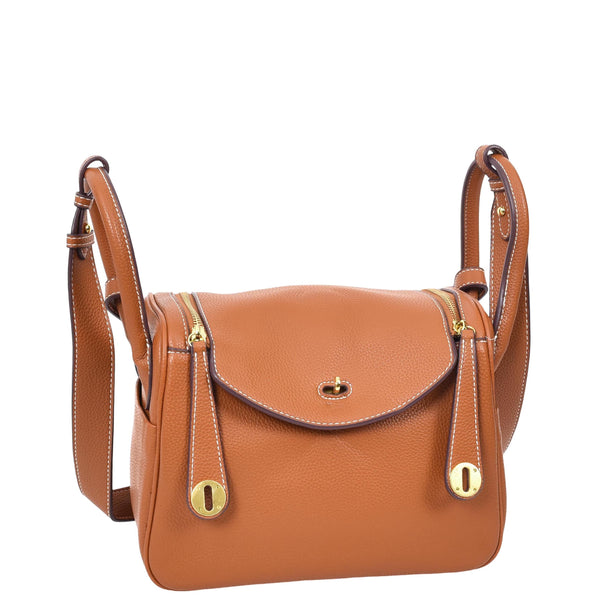 House Of Leather Womens Faux Leather Large Shoulder Bag Rose Brown