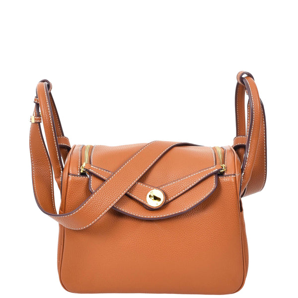 house of leather Womens Faux Leather Large Shoulder Bag Rose Brown