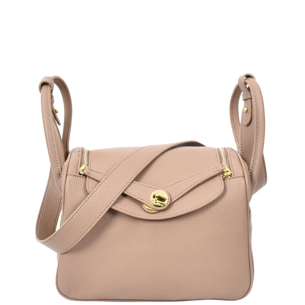 house of leather Womens Faux Leather Large Shoulder Bag Rose Taupe