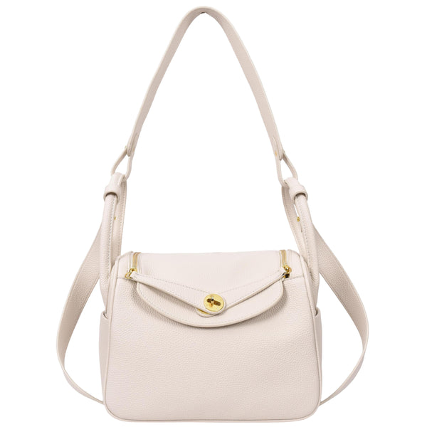 House Of Leather Womens Faux Leather Large Shoulder Bag Rose White