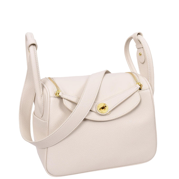 House Of Leather Womens Faux Leather Large Shoulder Bag Rose White