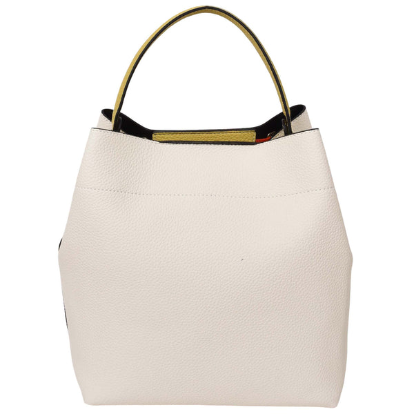 House Of Leather Womens Faux Leather Large Tote With Cosmetics Bag Willow Off White