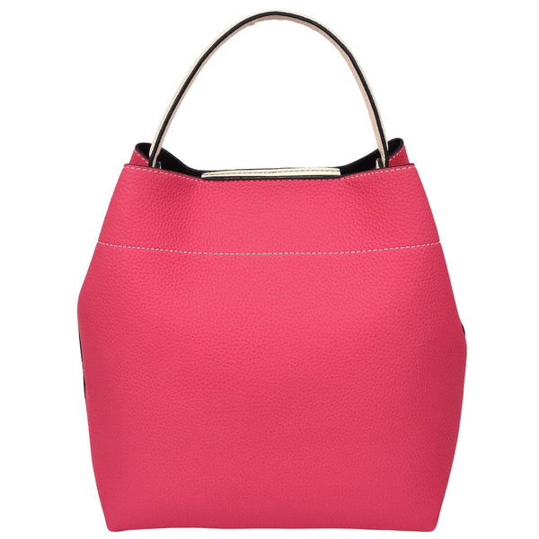 House Of Leather Womens Faux Leather Large Tote With Cosmetics Bag Willow Pink