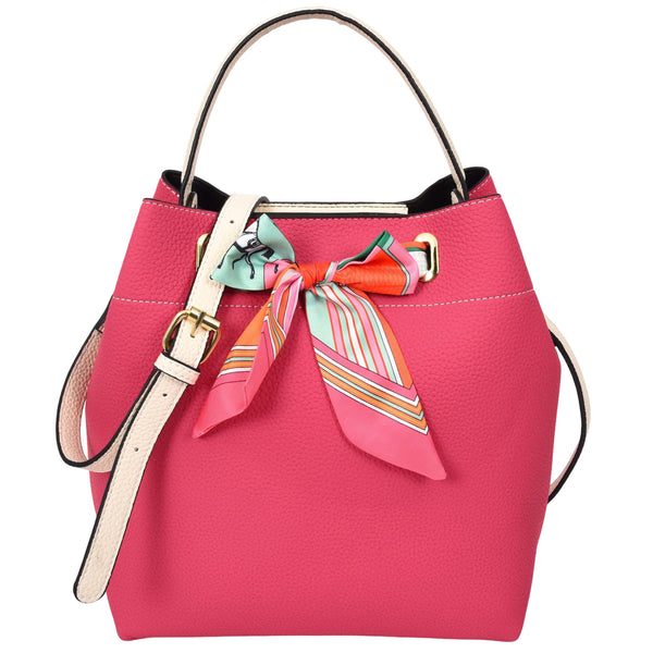 house of leather Womens Faux Leather Large Tote with Cosmetics Bag Willow Pink